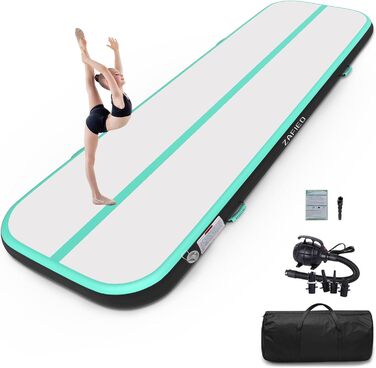 Надувна гімнастична килимок для тренувань, йоги та фітнесу 600 x 100 x 10 см (зелений)