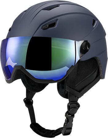 Шолом для лижного спорту та сноуборду Skihel Kit з маскою, білий (темно-синій, L), UV400, PC-шкірка, регульований, унісекс