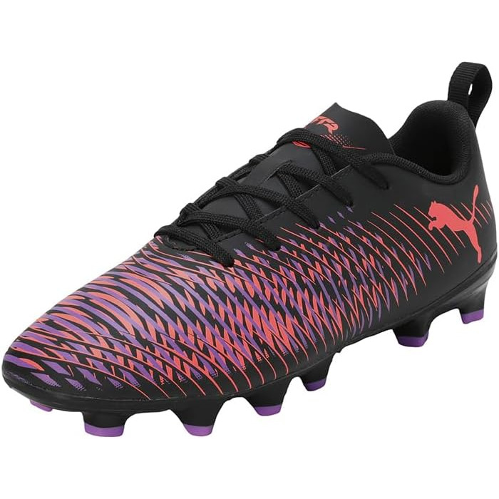 Дитячі футбольні бутси PUMA Future 8 Play FG/AG Jr - чорно-білі з червоними вставками, 38 EU