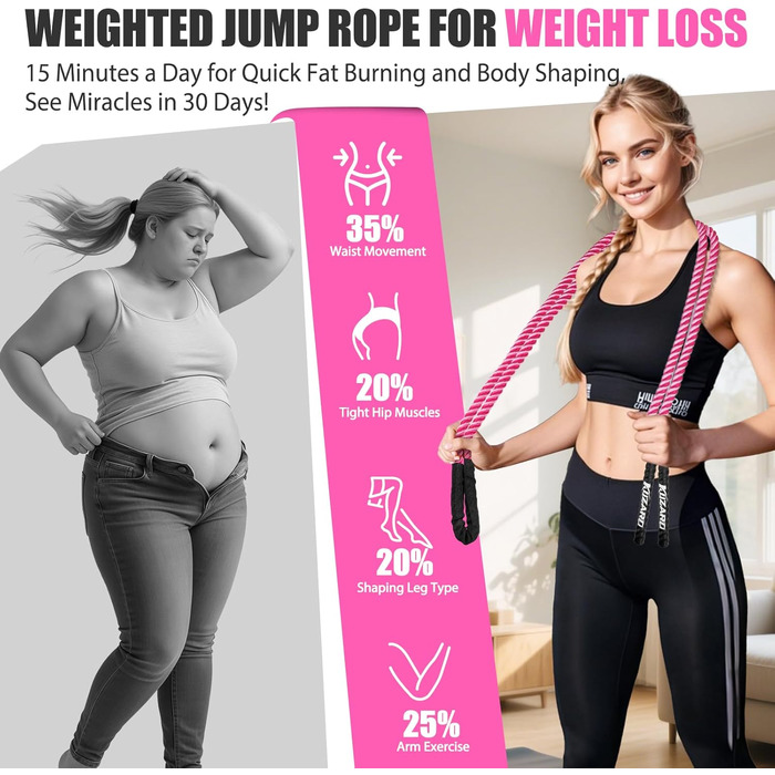 Стрибкове канат з навантаженням для фітнесу, 0,7 кг - ідеально для схуднення та силових тренувань