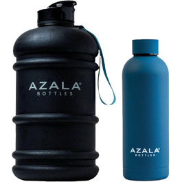 Термос Azala 2 л + 500 мл для спорту, чорний/синьо-зелений
