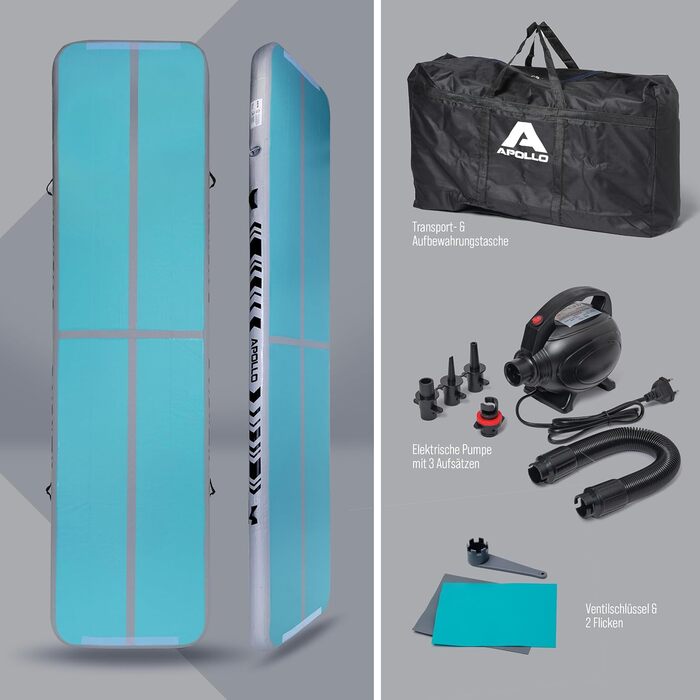 Гімнастичний надувний мат Apollo Air Mat Pro 3/4 м – повітряна акробатична доріжка для дорослих і дітей, для дому та вулиці