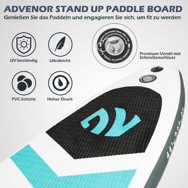 Надувний SUP-борд ADVENOR з аксесуарами: весло, рюкзак, насос, лінія, сумка, ремкомплект (зелений)