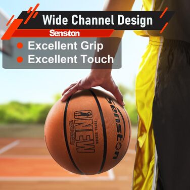 Баскетбольний м'яч Senston, розмір 7, з насосом, для гри на вулиці, дорослий, молодіжний (колір: коричневий)