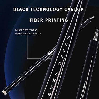 OKHEALING Професійний Більярдний Кіюк T700 з Карбону, 147 см, 12.4 мм, 8 зубців, для 8 та 9 куль