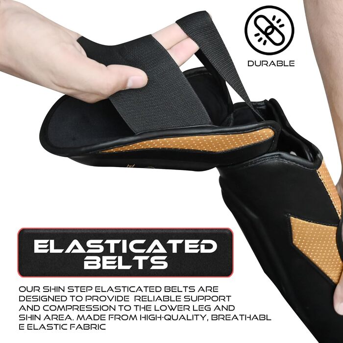 Нагороники для ніг BEAT RAGE для кікбоксингу, муай-тай, ММА, BJJ, карате, тхеквондо (золотий)