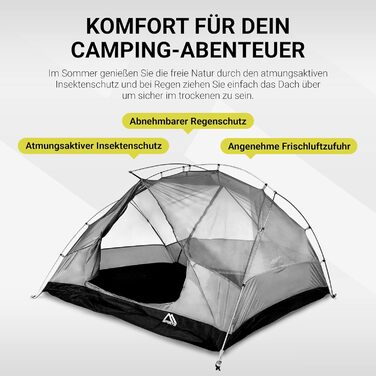 Намет MSPORTS Campingzelt Professional для 3 осіб, сріблястий, водонепроникний, вітростійкий, купольний (237x134 см)