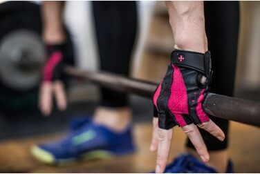 Рукавички для важкої атлетики Harbinger Dams Pro з вентильованою шкіряною долонею (пара), чорний/рожевий, розмір S (16,51 - 17,78 см)