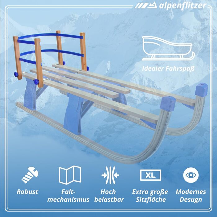 Дерев'яні санки Davoser Rodel 110 см - складані, для дітей, з бука (модель 24/25)