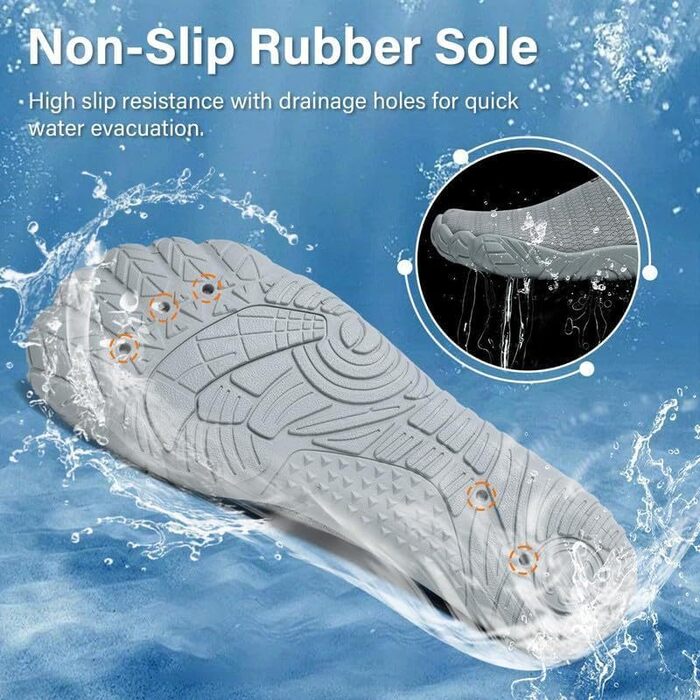 Чоловічі та жіночі аквашузи Ziitop для плавання, серфінгу, йоги. Швидка сушка, підошва з EVA, розмір 36-46 EU (41 EU, темно-сірий)