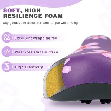 Дитячий велосипедний сидіння – м'яке та водонепроникне, з антиковзким покриттям для хлопчиків/дівчаток. Підходить для велосипедів 12, 14, 16, 18, 20 дюймів. Чорний/Червоний колір (Квіткова лілія)