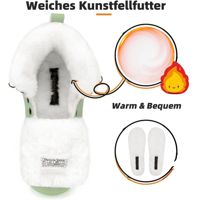 Дитячі зимові черевики Mishansha для хлопчиків та дівчаток, теплі, водонепроникні, снігоступи (32 EU, зелені)