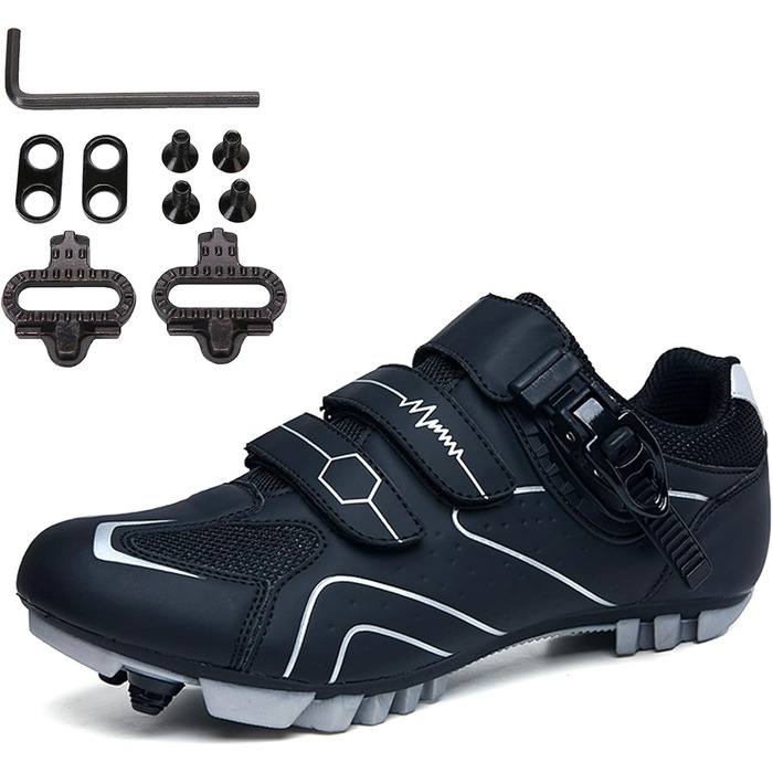 Чоловічі велотуфлі MTB для гірського велосипеда, сумісні з SPD, для їзди в приміщенні та на вулиці, з швидкою застібкою, 43 EU