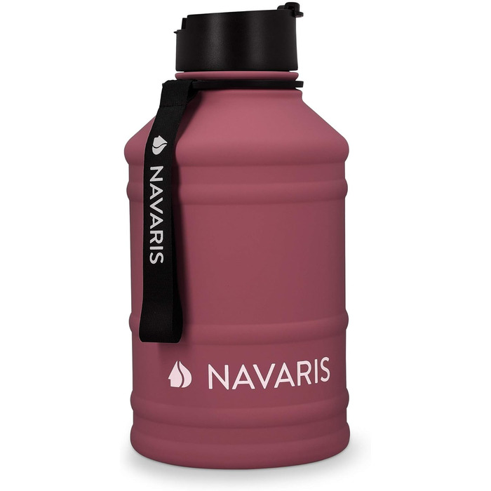 Navaris Фітнес-пляшка 2,2 л з нержавіючої сталі, спортивна пляшка XXL для води, BPA Free, бордова