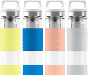 Термос-пляшка SIGG Hot & Cold Glass 0.4 л, скляна термопляшка з силіконовим захистом Ultra Lemon, ізольована, без шкідливих речовин