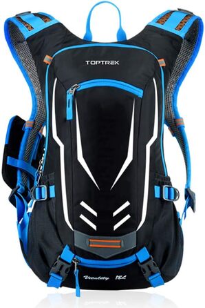 Велосипедний рюкзак Toptrek 18L, ультралегкий, водонепроникний, з чохлом від дощу та кріпленням для шолома, гідраційний, для чоловіків, синій, для MTB та спорту