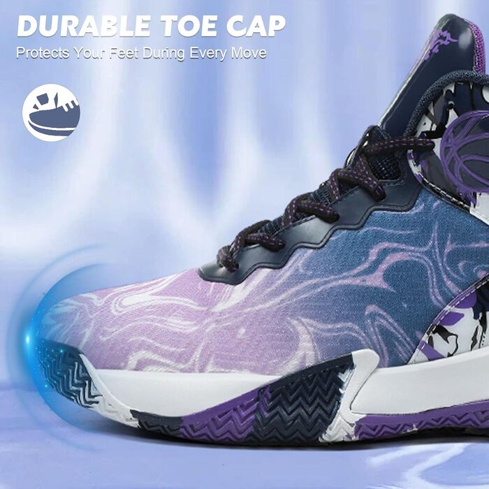 Баскетбольні кросівки для чоловіків, високі, спортивні, для прогулянок, Mesh, зручні, для бігу на вулиці, модні, легкі, Sneaker (39.5 EU, фіолетовий)