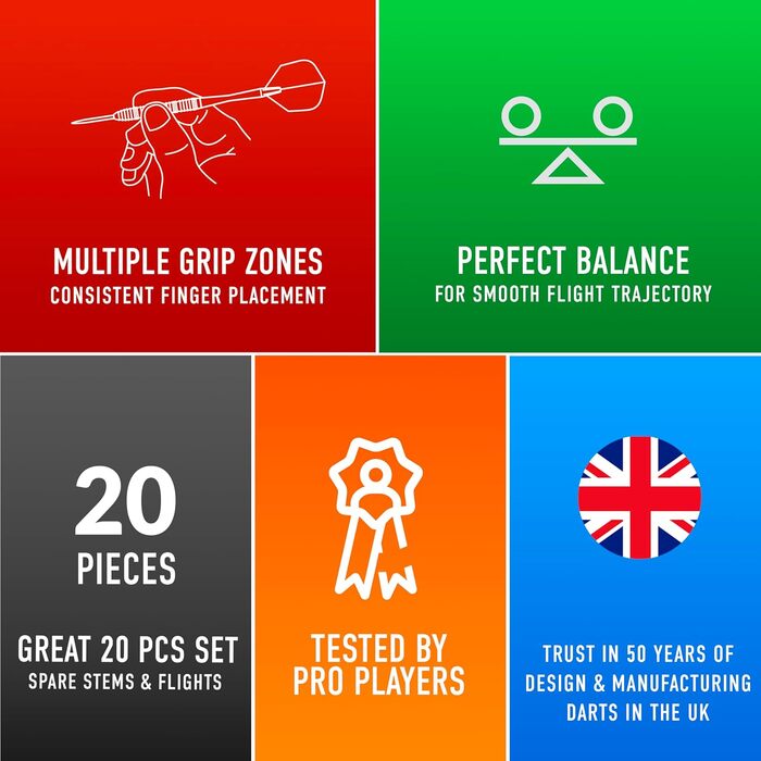 Набір дротиків Harrows Supergrip Ultimate 24 г з вольфрамовим наконечником та чохлом Blaze, 20 шт.