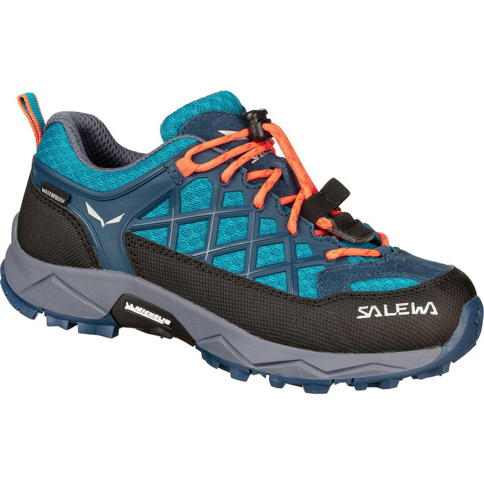 Дитячі трекінгові черевики SALEWA Jr Wildfire Waterproof, унісекс, 32 EU, Caneel Bay Fluo Coral