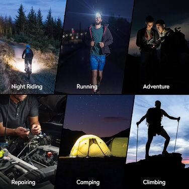 LED налобний ліхтар, 2 шт., перезаряжається, 230° широкий кут огляду, 3 LED, датчик світла, водонепроникний, легкий, для бігу, риболовлі, 2 білих світлодіодів