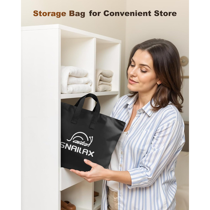 Масажний накид Snailax з 10 вібраційними моторами та підігрівом для спини та шиї. Зручний для дому, офісу та в подорожах. Чорний колір.