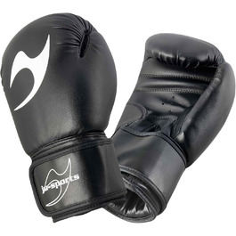 Боксерські рукавички Ju-Sports 10 oz для тренувань, чорні, PU шкіра, з фіксованим великим пальцем і липучкою, для чоловіків і жінок