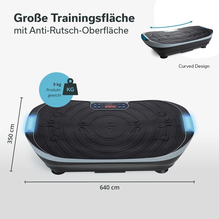 Платформа для вібраційного тренування Skandika V2 з ручками та стрічками | 99 рівнів, LCD-дисплей | Спортивний комплекс для дому (сірий/чорний)