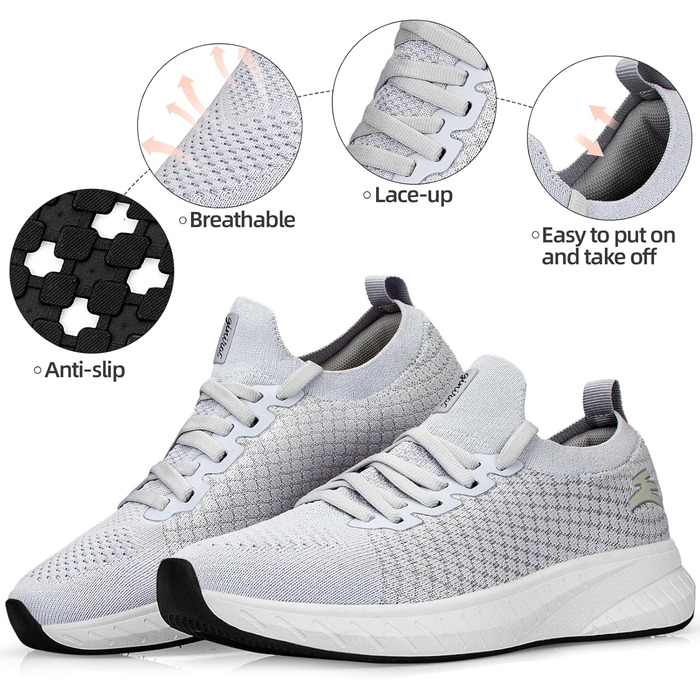 Жіночі спортивні кросівки для бігу та повсякденного носіння, легкі, дихаючі, сірого кольору (36 EU)