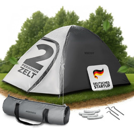 Намет MONTARAY для 2 або 4 особи: двостінний, з захистом від комарів, швидкий монтаж, водонепроникний, вітростійкий, дихаючий, легкий, компактний, з сумкою. Ідеально для кемпінгу та фестивалів (сірий)