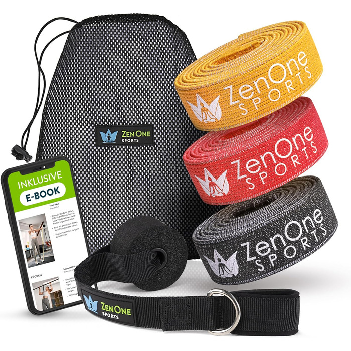 Набір еластичних стрічок для фітнесу ZenOne Sports® - 5 рівнів опору | Стрічки для силових тренувань вдома та в подорожах | Спортивні гумки для фітнесу