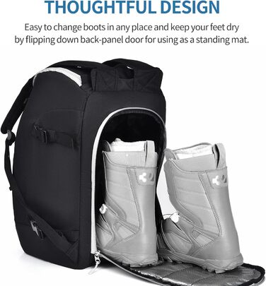 Чохол для лижних черевиків, терморюкзак, 50 л, водонепроникний, для сноуборду, подорожей, лижного спорядження, аксесуари (чорний/сірий)