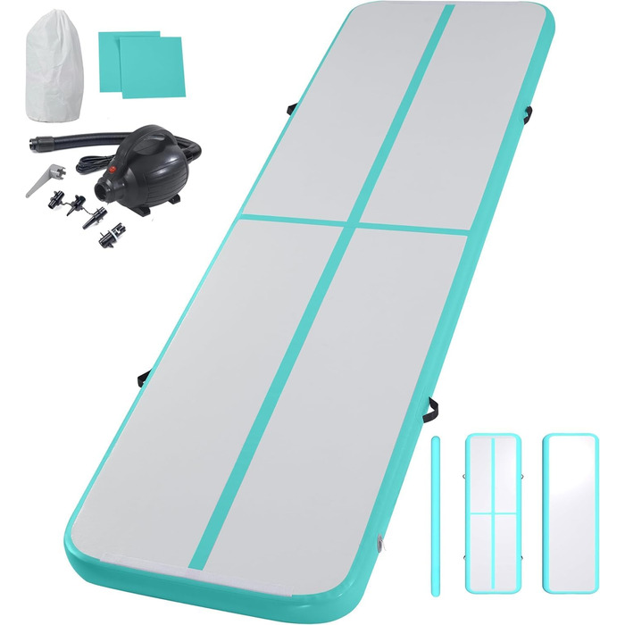 Надувна гімнастична килимок LSLIFE для дому, 5м, з електричним насосом. Підходить для гімнастики, йоги, тренувань дітей. Товщина 10см.