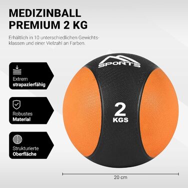 М'яч для фітнесу MSports 2-10 кг - професійний, для залу, з постер-інструкцією, оранжевий