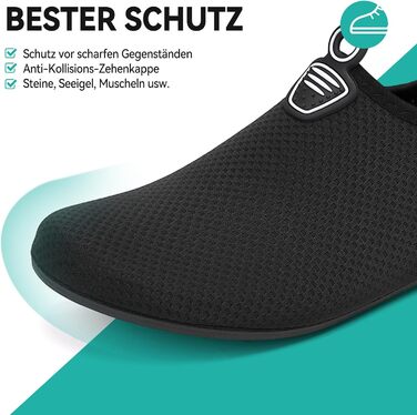 Аквашузи для плавання та відпочинку на пляжі: чоловічі та жіночі, швидковисихаючі, з антиковзаючою підошвою, для йоги та басейну, розмір 35-47 EU (46 EU, 803 Чорний)