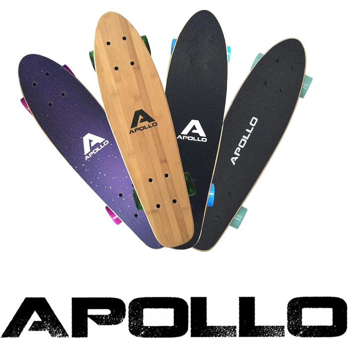 Скейтборд Apollo Fancy 22.5 дюйма, вінтажний міні-крузер з дерев'яною декою, для дітей від 8 років, з LED-колесами або без, повна комплектація