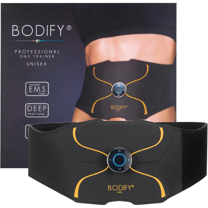 Bodify EMS Тренажер для преса Pro — електростимулятор м'язів живота, оригінал, для чоловіків і жінок, для зміцнення та формування преса