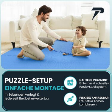 Фітнес-килимок EVA (21 шт.) Puzzle блакитний - захисний килимок для спортзалу, тренувань, дитячої кімнати, гаража