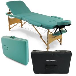 Масажний стіл VENDOMNIA з дерев'яними ніжками, 3 зони, регульована висота, включає подушку для голови, сумку, підлокітники, складаний, кольори в наявності