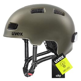 Шолом uvex city 4 Green Smoke matt - Легкий міський шолом з LED-ліхтарем та регулюванням розміру (58-61 см)