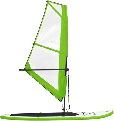 Надувна SUP-дошка з вітрилом vidaXL 330x72x10 см, набір для сапсерфінгу, зелено-біла, з веслом і сумкою для перенесення