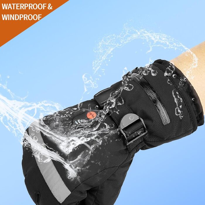 Електричні гріючі рукавички для чоловіків та жінок, 7.4V 5000mAh/6000mAh, сенсорний екран, 3 режими, 45/50/55°C, антиковзкі, для катання на велосипеді, лижах, кемпінгу (чорний, 6000mAh)