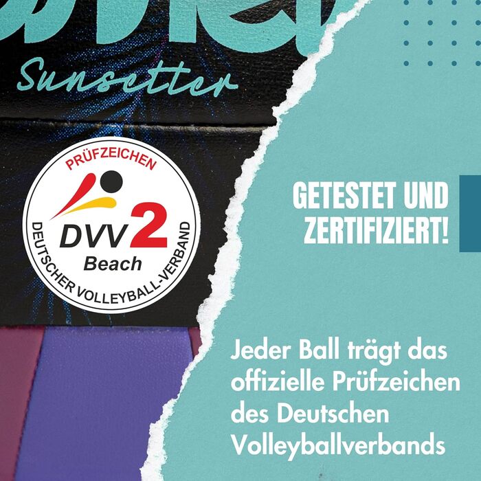 М'яч для волейболу Momevo Beachvolleyball, розмір 5, сертифікований DVV, м'яка поверхня, для пляжного волейболу, спорту на піску, ідеальний подарунок (фіолетовий)