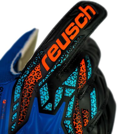 Воротарські рукавички Reusch Attrakt Solid Junior - дитячі, для футболу, блакитно-помаранчеві, розмір 6