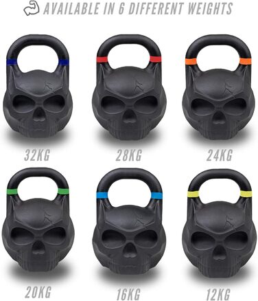 Гиря Phoenix Fitness Skull з важкого чавуну для фітнесу, бодібілдингу, силових та кардіо тренувань, професійне обладнання для дому та спортзалу, 12/16/20/24 кг