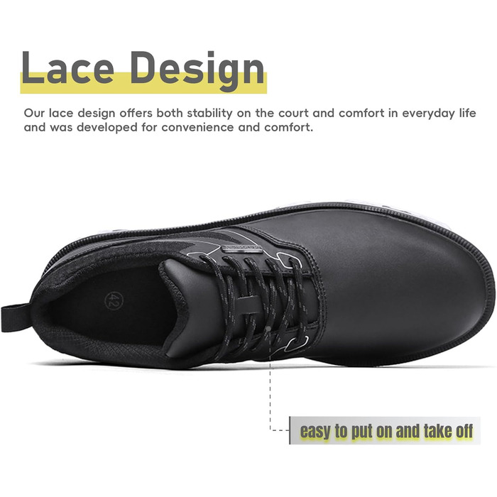 Гольф-взуття чоловіче ULTIANT водонепроникне з шнурівкою, дихаюче, для тренувань (Чорний, 41 EU)