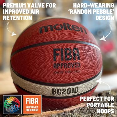 Баскетбольний м'яч Molten BG2010 для залу і вулиці, FIBA, преміум гума, розмір 7, глибокі канали
