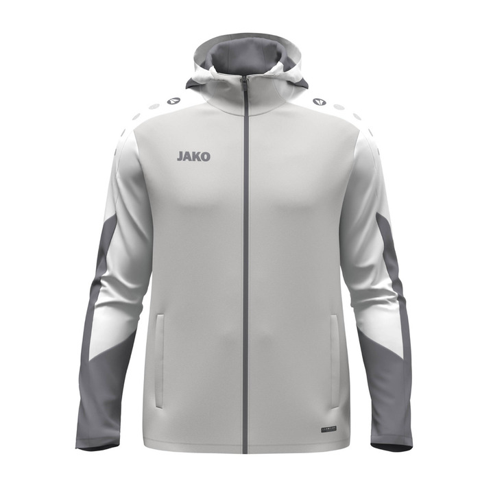 Чоловіча спортивна куртка-худі JAKO Dynamic (розмір 4XL, колір світло-сірий/білий/сірий)