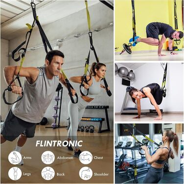 Шкіряний тренажер Schlingentrainer Flintronic для всього тіла, комплект для дому (чорний/зелений)