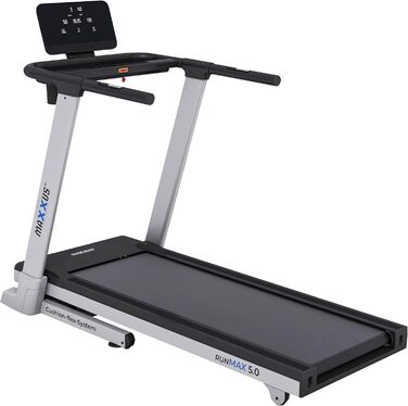 Бігова доріжка MAXXUS RunMaxx 5.0, електрична, 5 к.с., до 18 км/год, 36 програм, 16 рівнів нахилу, LCD-дисплей, зона бігу 140x49 см, пульсометр, тримач для планшета, складана, для дому