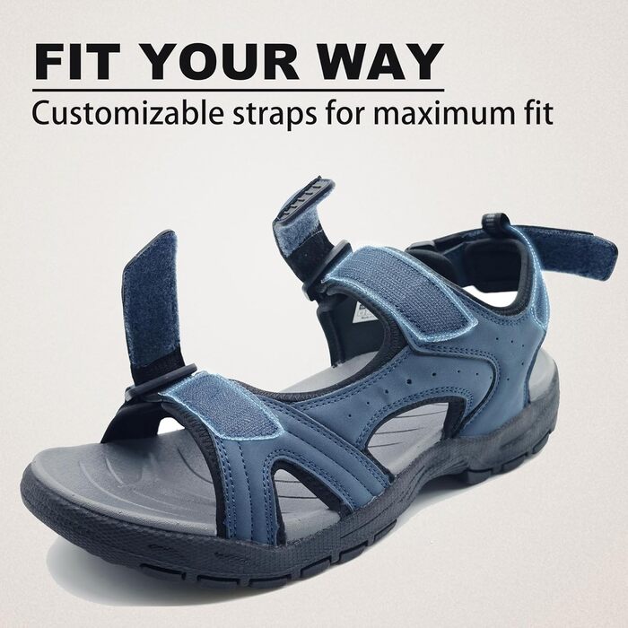 Чоловічі сандалі ARRIGO BELLO для трекінгу та пляжу, блакитні, розмір 45 EU. Зручні сандалі на липучках для активного відпочинку та водних видів спорту.